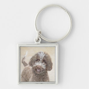 Lagotto Romagnolo Painting - Cute Original Dog Art Key Ring