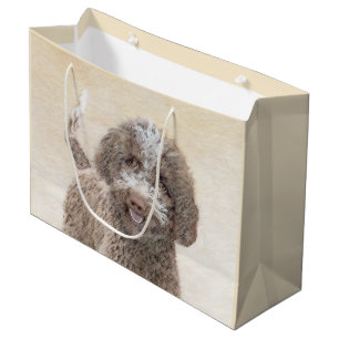 Lagotto Romagnolo Painting - Cute Original Dog Art Large Gift Bag