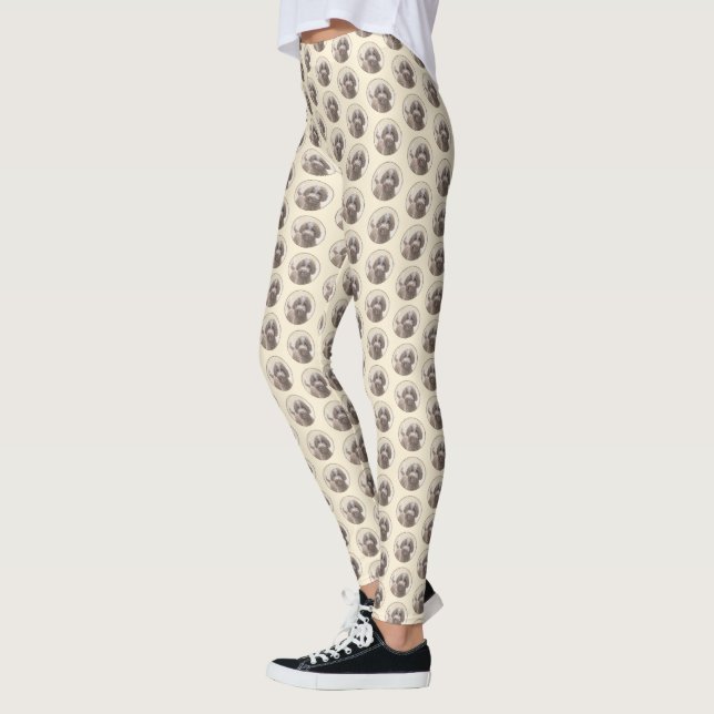 Lagotto Romagnolo Painting - Cute Original Dog Art Leggings (Left)