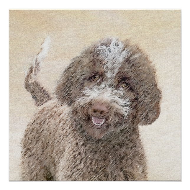 Lagotto Romagnolo Painting - Cute Original Dog Art Poster (Front)