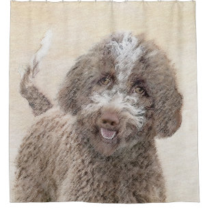 Lagotto Romagnolo Painting - Cute Original Dog Art Shower Curtain