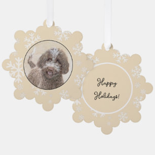 Lagotto Romagnolo Painting - Cute Original Dog Art Tree Decoration Card