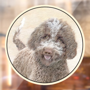 Lagotto Romagnolo Painting - Cute Original Dog Art Window Cling