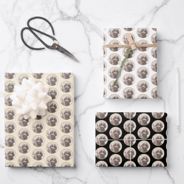 Lagotto Romagnolo Painting - Cute Original Dog Art Wrapping Paper Sheet (Front)