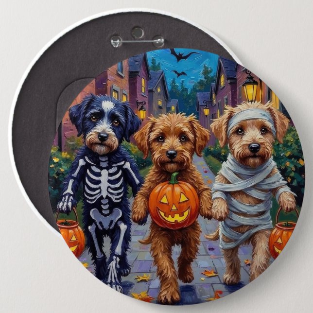 Lagotto Romagnolo Trick-or-Treating Halloween  6 Cm Round Badge (Front & Back)