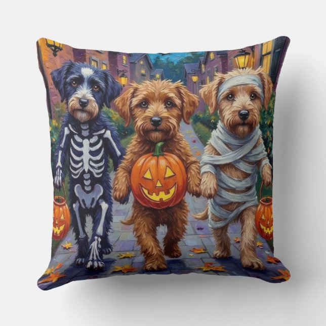 Lagotto Romagnolo Trick-or-Treating Halloween  Cushion (Back)