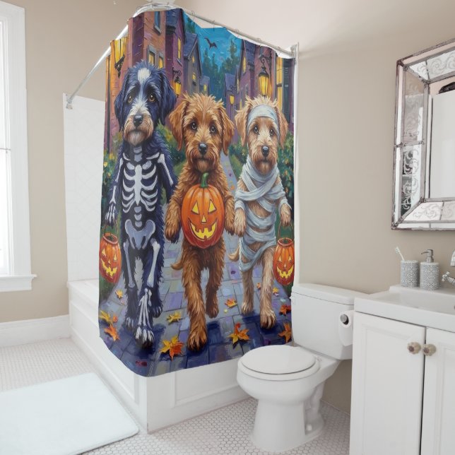 Lagotto Romagnolo Trick-or-Treating Halloween  Shower Curtain (In Situ)