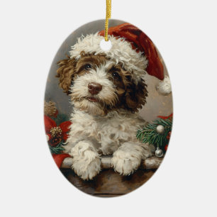 Lagotto Romagnolo Vintage Christmas Ceramic Tree Decoration