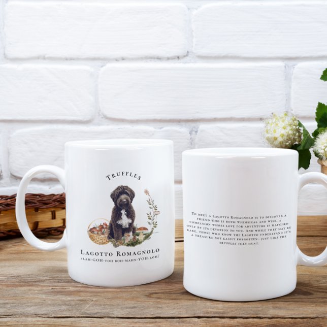 Lagotto Romagnolo Watercolor Dog | Monogram Coffee Mug (Creator Uploaded)