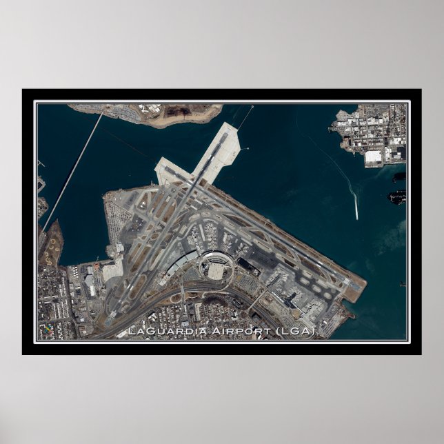 LaGuardia Airport New York Satellite Poster Map (Front)
