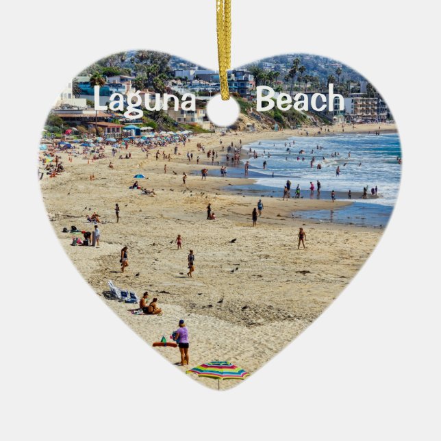 Laguna Beach 2 Sided Holiday Heart Ceramic Tree Decoration (Front)