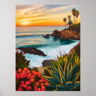 Laguna Beach, California Abstract Art Poster