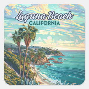 Laguna Beach California Orange County Vintage Square Sticker