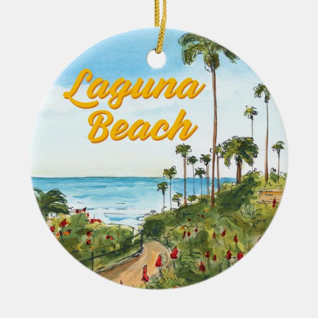 Laguna Beach California Ornament – Coastal Art (Front)
