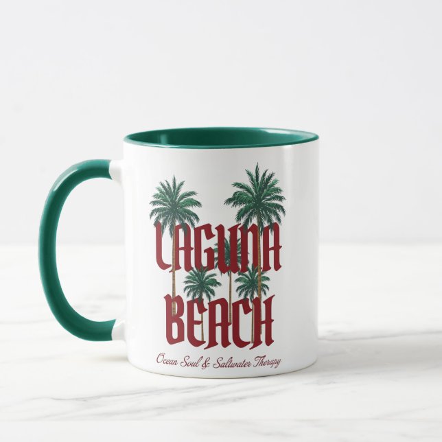 Laguna Beach California Surf Palms Graphic T-Shirt Mug (Left)