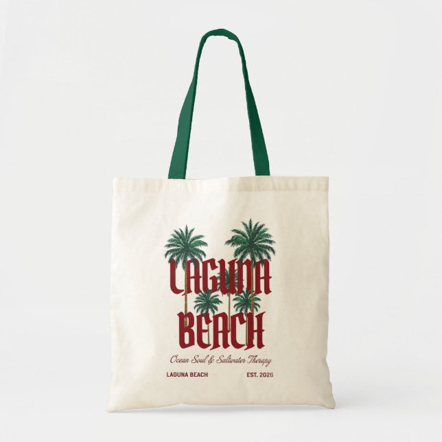 Laguna Beach California Surf Palms Graphic T-Shirt Tote Bag (Front)