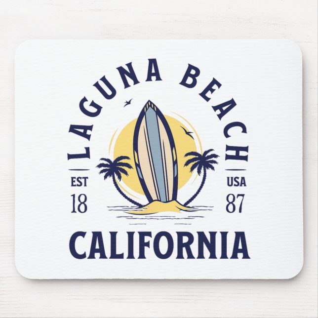 Laguna Beach California Surf Summer Vacation Vinta Mouse Mat (Front)