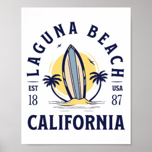 Laguna Beach California Surf Summer Vacation Vinta Poster