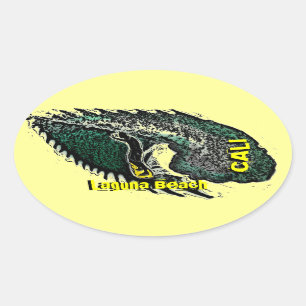Laguna Beach California surfer waves art stickers