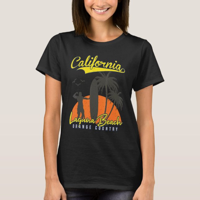 Laguna Beach California Surfing Sunset T-Shirt (Front)