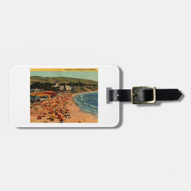 Laguna Beach, California Vintage Luggage Tag (Front Horizontal)