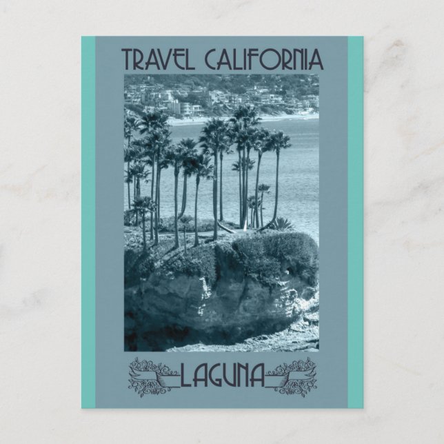 LAGUNA BEACH  CALIFORNIA VINTAGE TRAVEL POSTCARD (Front)