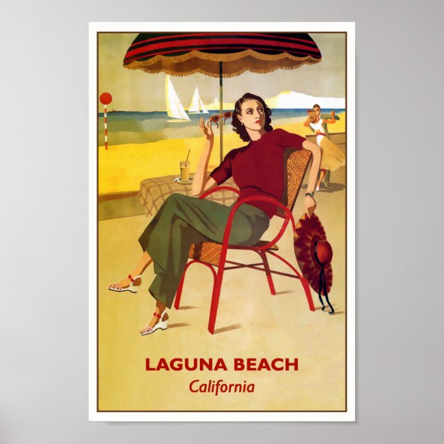 Laguna Beach, California Vintage Travel Poster (Front)