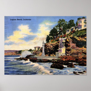 Laguna Beach, California, Vintage View Poster