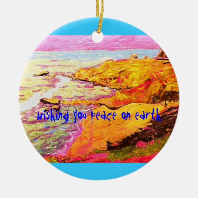 laguna beach cove Peace On Earth Ceramic Tree Decoration (Front)