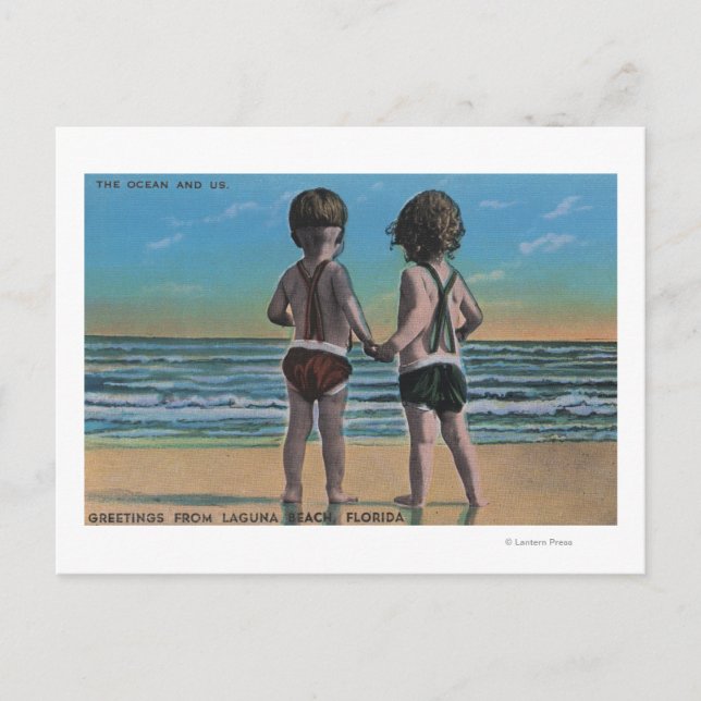 Laguna Beach, FL - Greetings From Scene w/ Kids Postcard (Front)