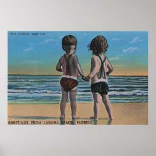 Laguna Beach, FL - Greetings From Scene w/ Kids Poster