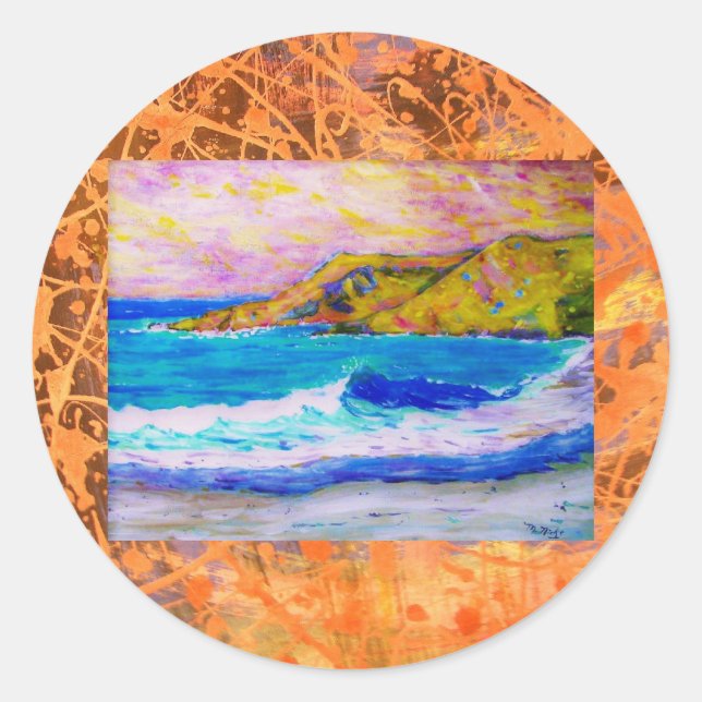 laguna beach splash drip classic round sticker (Front)