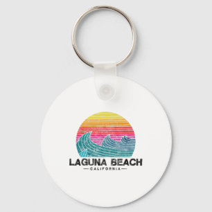 Laguna Beach Surfing Waves Retro California Sunset Key Ring