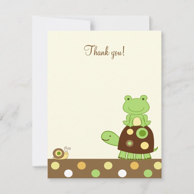 Laguna Frog & Turtle 4x5 Flat Thank you note Card (Front)