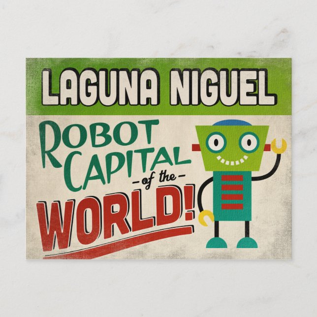 Laguna Niguel California Robot - Funny Vintage Postcard (Front)