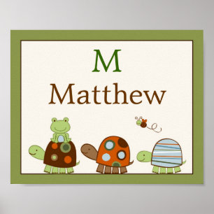 Laguna Turtle Frog Nursery Wall Art Name Print
