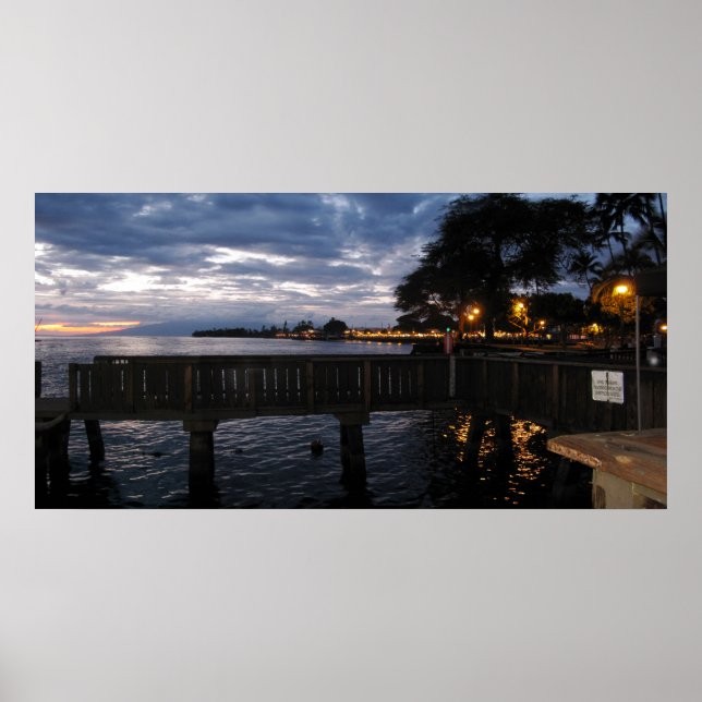 Lahaina City Lights at Sunset Poster (Front)