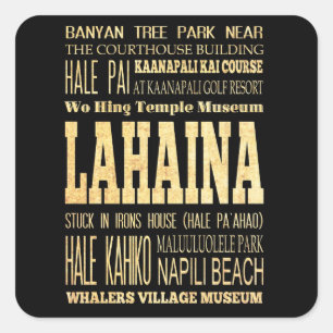 Lahaina City of Hawaii Typography Art Square Sticker