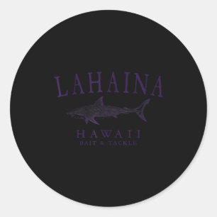 Lahaina hawaii shark vintage plum art fishing  classic round sticker