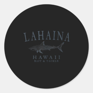 Lahaina hawaii shark vintage slate art fishing classic round sticker