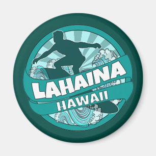 Lahaina Hawaii teal surfer logo magnet