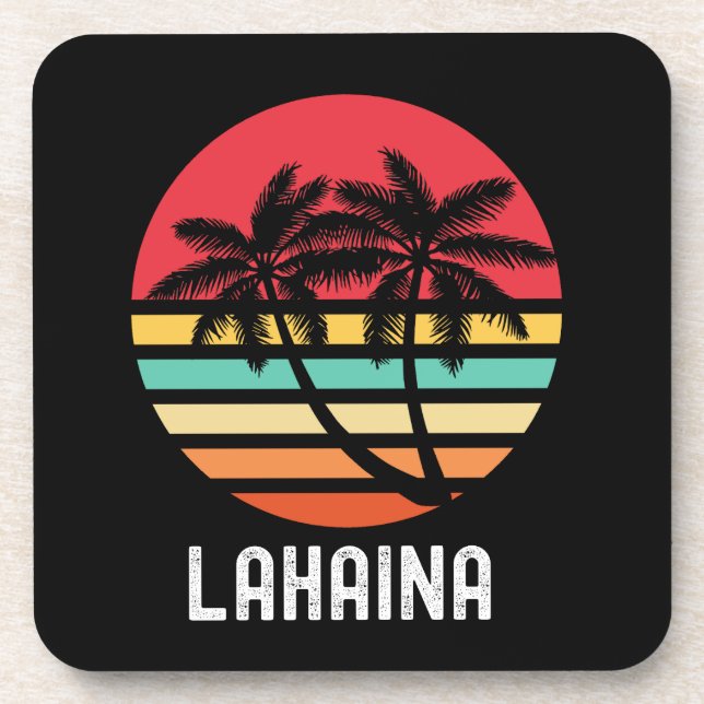 Lahaina Hawaii Vintage 70s Retro Design Coaster (Front)