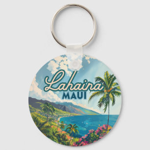 Lahaina Maui Hawaii Beach Coast Retro Key Ring