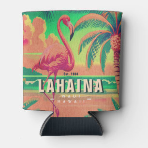 Lahaina Maui Hawaii Retro Flamingo Souvenir 1950s Can Cooler