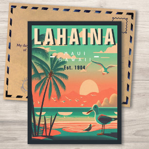 Lahaina Maui Hawaii Retro Seagull Souvenir 1950s Postcard