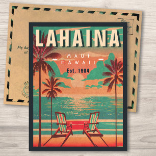 Lahaina Maui Hawaii Retro Sunset Souvenir 1950s Postcard