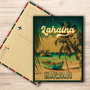 Lahaina Maui Hawaii Retro Sunset Souvenir 1950s Postcard