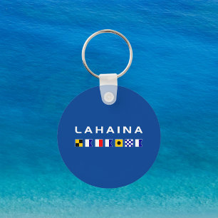 Lahaina Maui Nautical Maritime Signal Flags Dark Key Ring