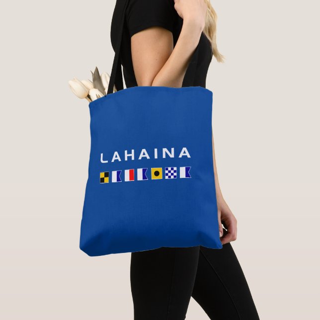 Lahaina Maui Nautical Maritime Signal Flags Tote Bag (Close Up)