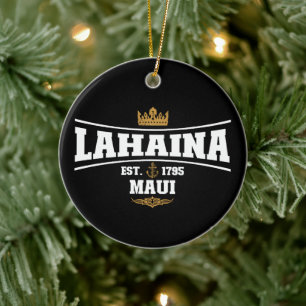 Lahaina Maui Vintage Boat Anchor Flag 1795 Gifts Ceramic Tree Decoration